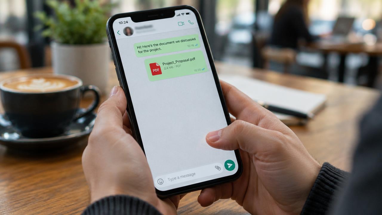 Pdf-factuur delen via een chat-app op een telefoon